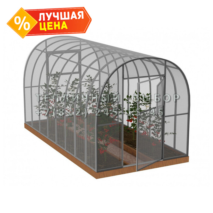 Теплица из поликарбоната Усиленная Арочная 2,1х4 h=2 м профиль 25х25 мм
