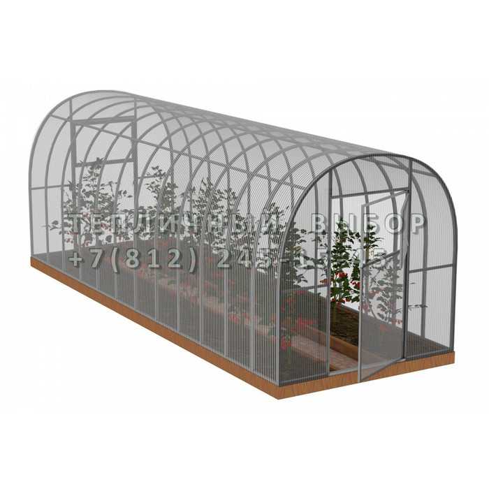 Теплица из поликарбоната Усиленная Арочная 2,1х12 h=2 м профиль 25х25 мм